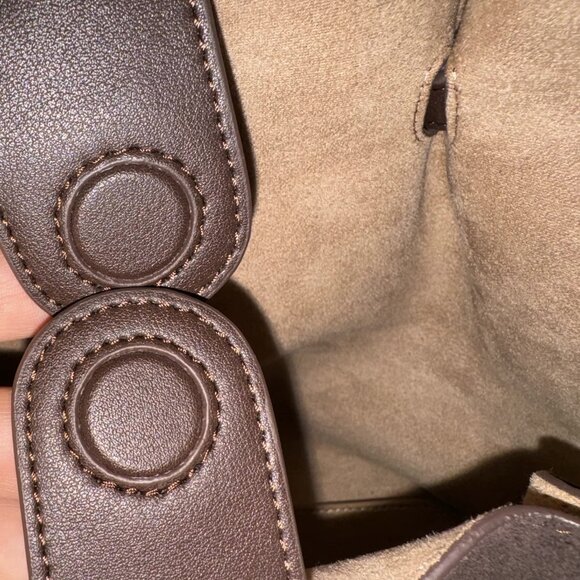 Real Leather Suede Purse Shopper genuine luxury dark brown shoulder bag trend - Picture 4 of 5